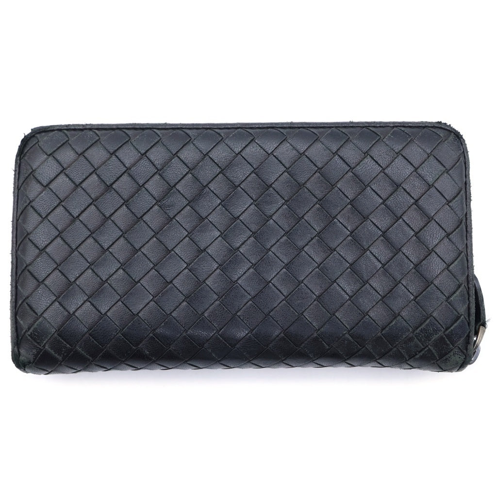 BOTTEGA VENETA(ボッテガヴェネタ) イントレチャート ラウンドファスナー ロングウォレット 長財布 ブラック