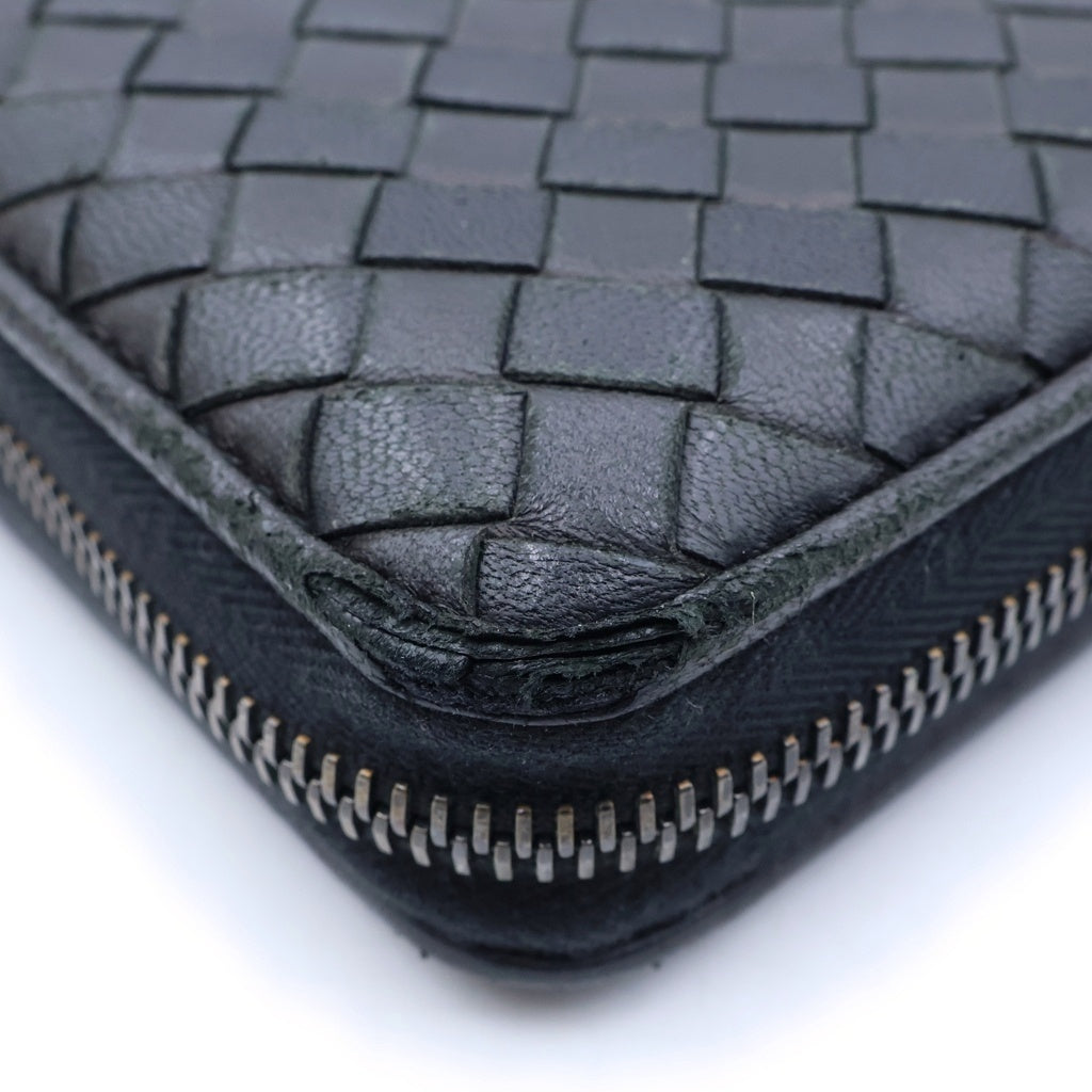 BOTTEGA VENETA(ボッテガヴェネタ) イントレチャート ラウンドファスナー ロングウォレット 長財布 ブラック