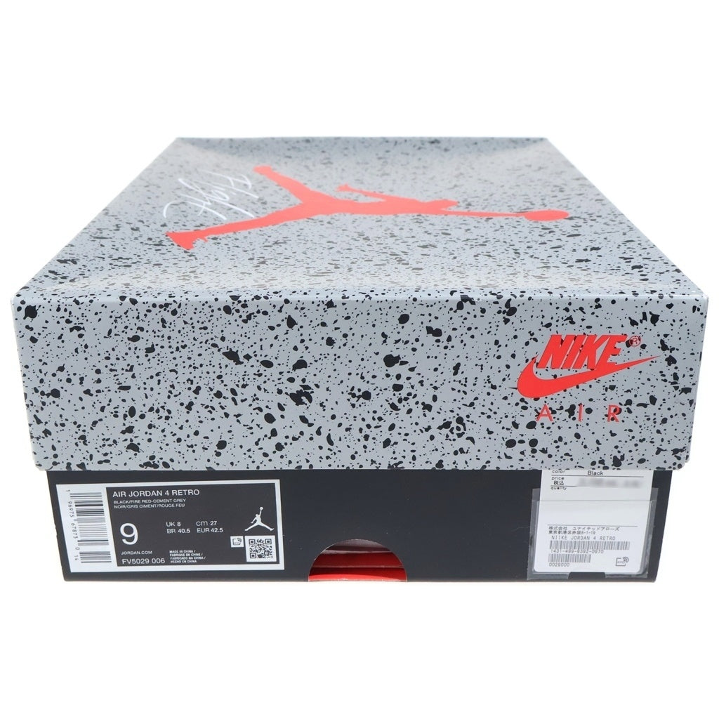 NIKE(ナイキ) AIR JORDAN 4 RETRO BRED REIMAGINED エアジョーダン4 ブレッド リイマジンド ハイカットスニーカー ブラック US9/27cm FV5029-006