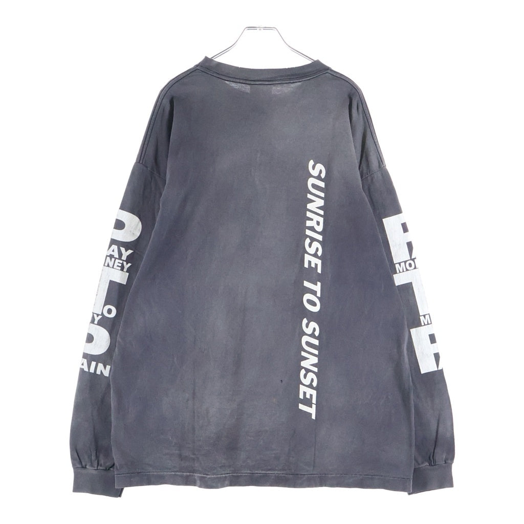 SAINT MICHAEL(セントマイケル) 24SS PTP LS TEE SR TO SS ヴィンテージ加工 プリントロゴ 長袖Tシャツ カットソー ブラック SM-YS8-0000-C50