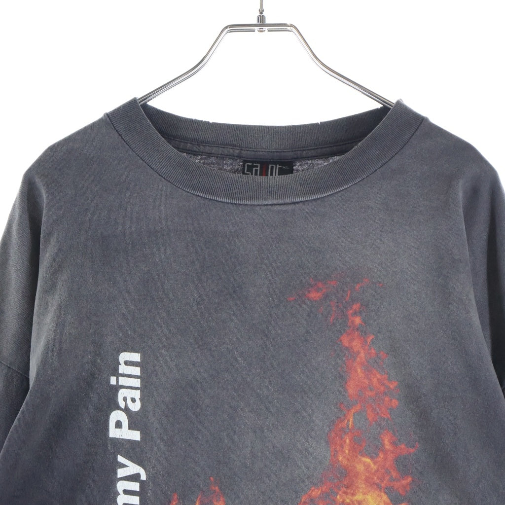 SAINT MICHAEL(セントマイケル) 24SS PTP LS TEE SR TO SS ヴィンテージ加工 プリントロゴ 長袖Tシャツ カットソー ブラック SM-YS8-0000-C50