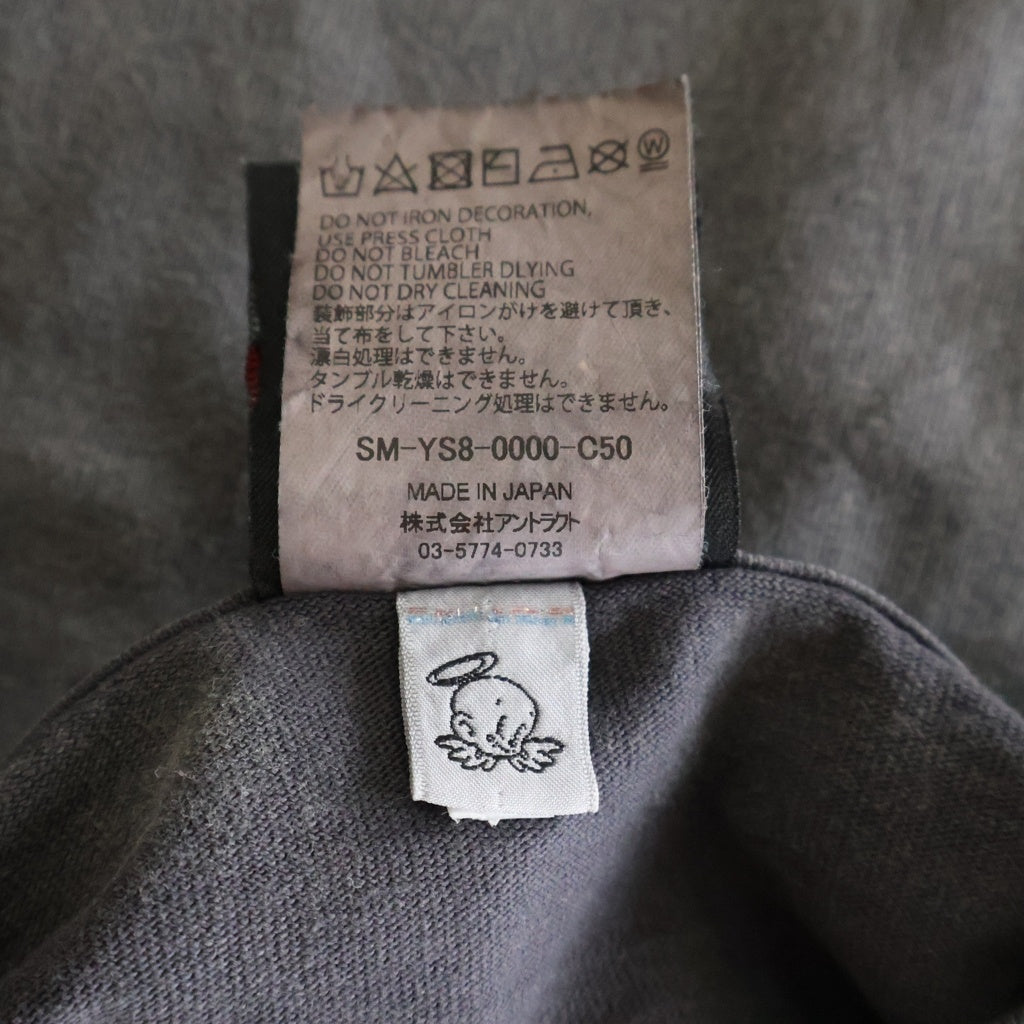 SAINT MICHAEL(セントマイケル) 24SS PTP LS TEE SR TO SS ヴィンテージ加工 プリントロゴ 長袖Tシャツ カットソー ブラック SM-YS8-0000-C50