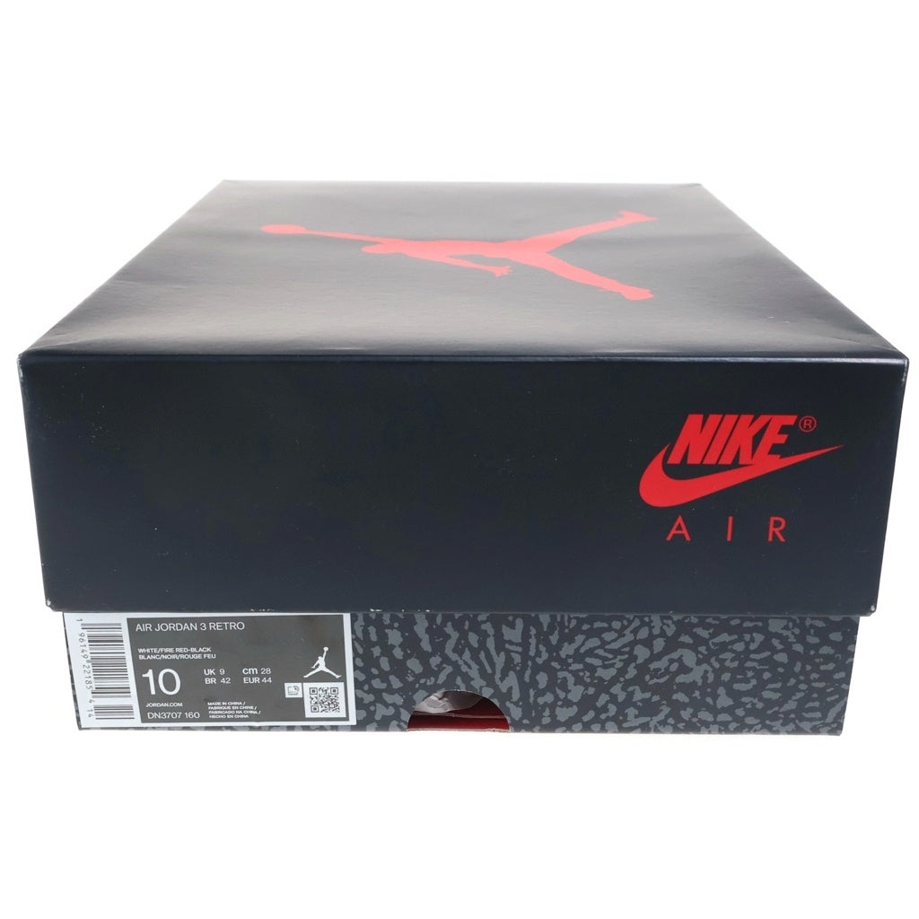 NIKE(ナイキ) AIR JORDAN 3 RETRO OG FIRE RED DN3707-160 エアジョーダン3 ファイヤーレッド ミッドカットスニーカー ホワイト/レッド US10/28cm