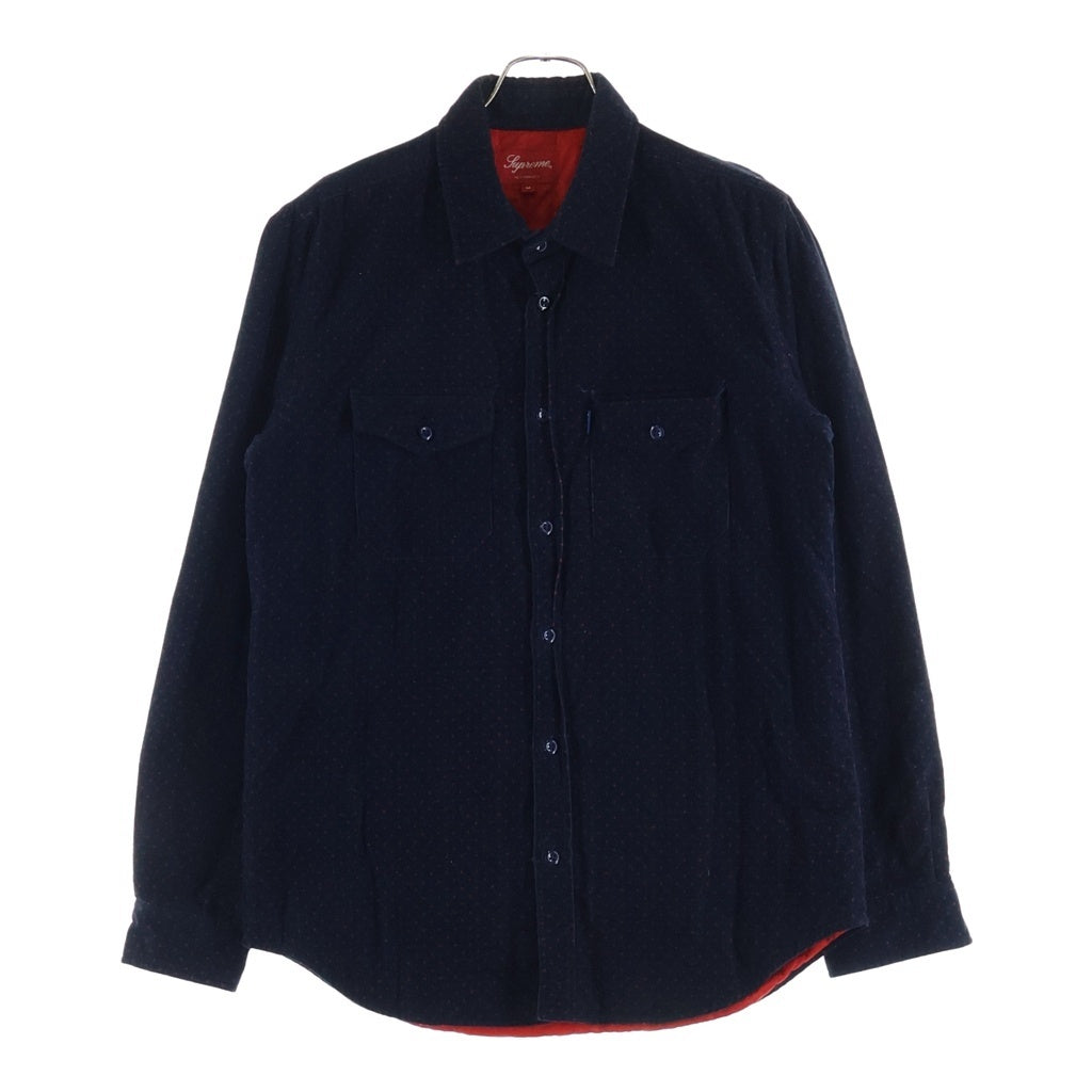 SUPREME(シュプリーム) 13AW Corduroy Polka Dot Quilted Shirt ポルカドット コーデュロイ キルティング 長袖シャツ ネイビー
