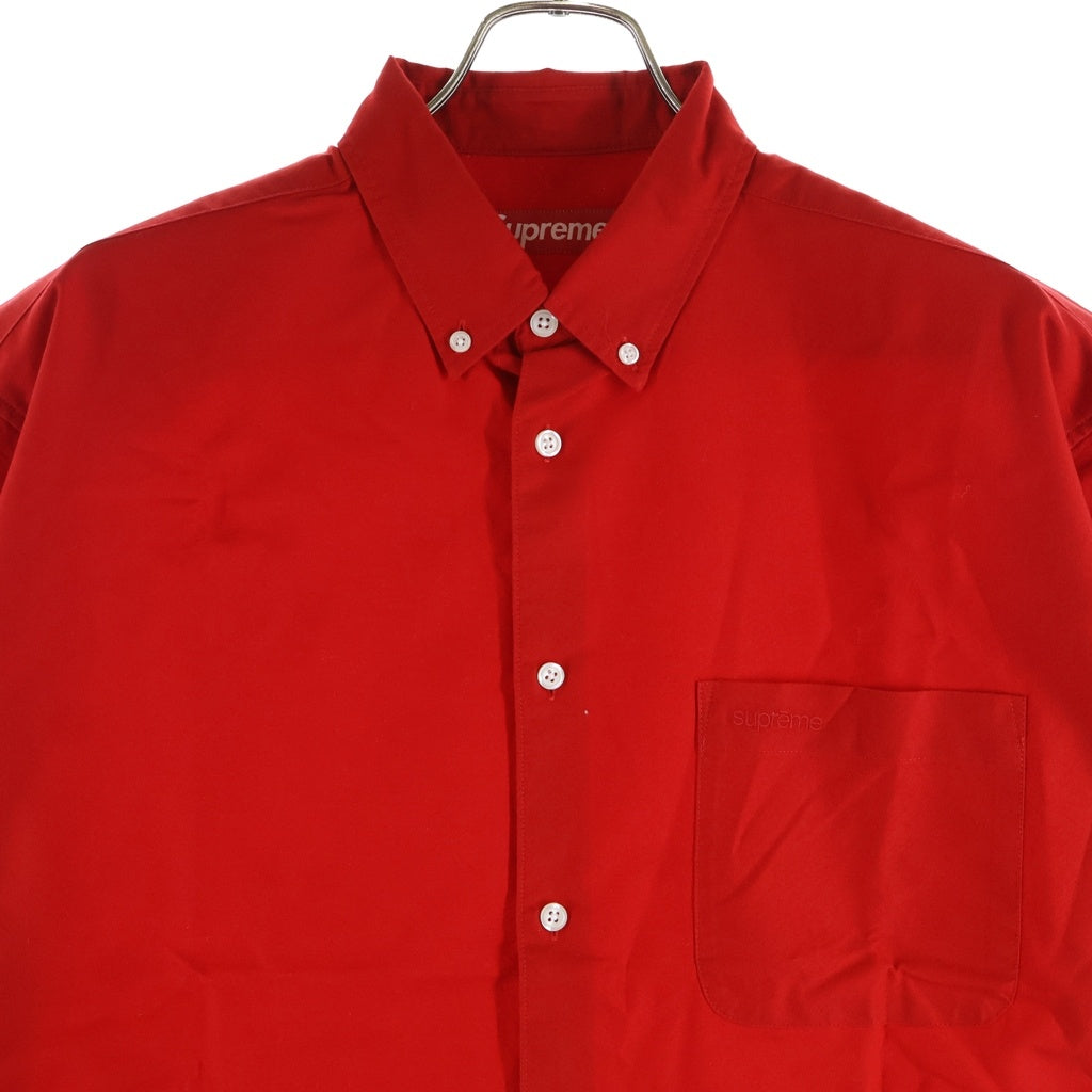 SUPREME(シュプリーム) 25SS Loose Fit Oxford S/S Shirt フロント刺繍ロゴ ルーズエンド オックスフォード半袖シャツ レッド