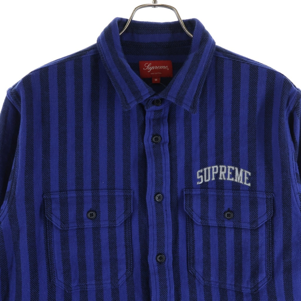 SUPREME(シュプリーム) 18AW Stripe Heavyweight Flannel Shirt ストライプ ヘビーウェイト フランネル長袖シャツ ブルー