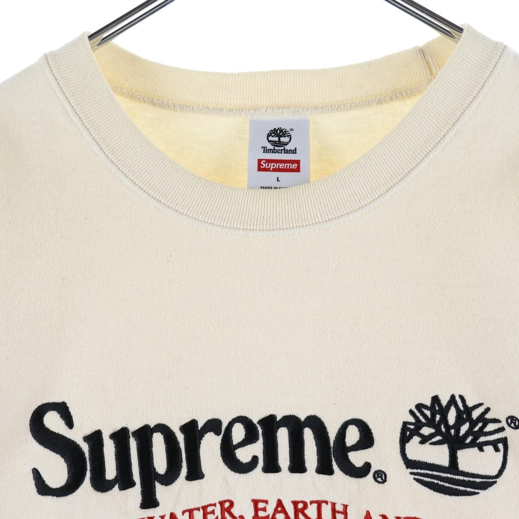 SUPREME(シュプリーム) 20SS ×Timberland Crewneck ティンバーランド 刺繍ロゴ スウェットクルーネックシャツ トレーナー アイボリー