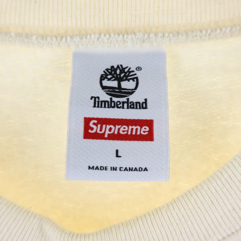 SUPREME(シュプリーム) 20SS ×Timberland Crewneck ティンバーランド 刺繍ロゴ スウェットクルーネックシャツ トレーナー アイボリー