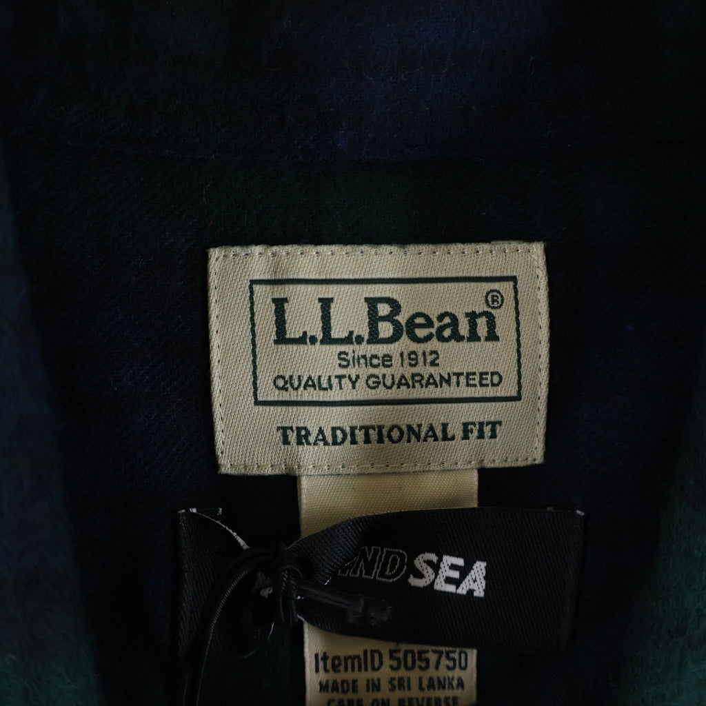 WIND AND SEA(ウィンダンシー) ×L.L.Bean エルエルビーン 刺繍ロゴ フランネル長袖シャツ ブラック/グリーン WDS-C-LLB-24-Q2-02