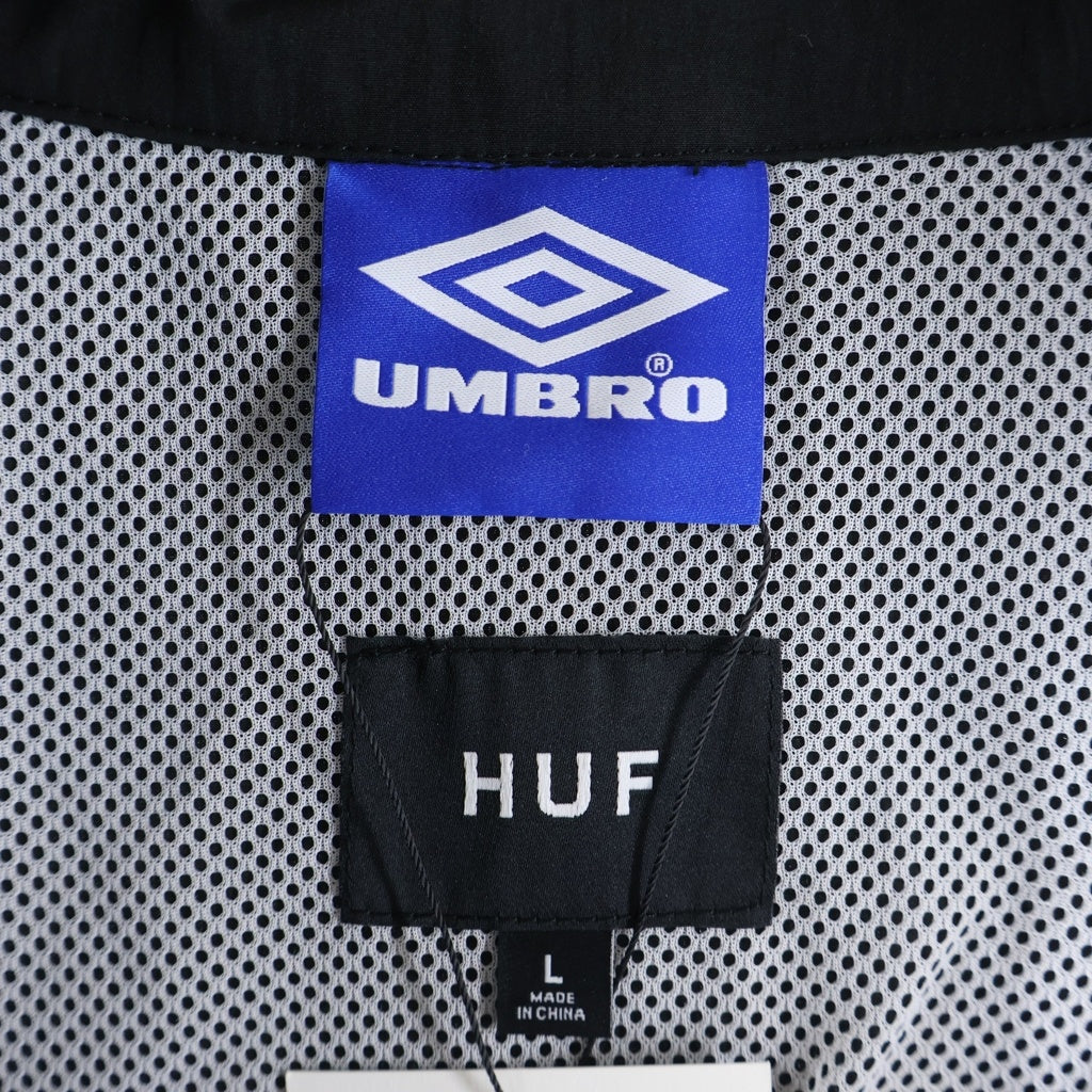 HUF(ハフ) ×UMBRO PANEL TRACK JACKET アンブロ パネル ナイロン トラックジャケット ブラック/ホワイト 24M JK90020