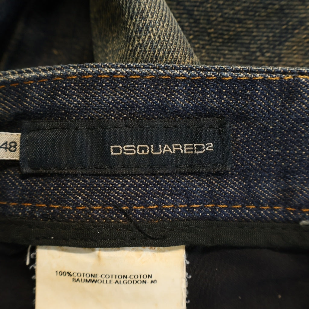 DSQUARED2(ディースクエアード) 05AW SAITH ヴィンテージ加工 スタッズ/チャーム付き ストレートデニムパンツ インディゴ 71P157