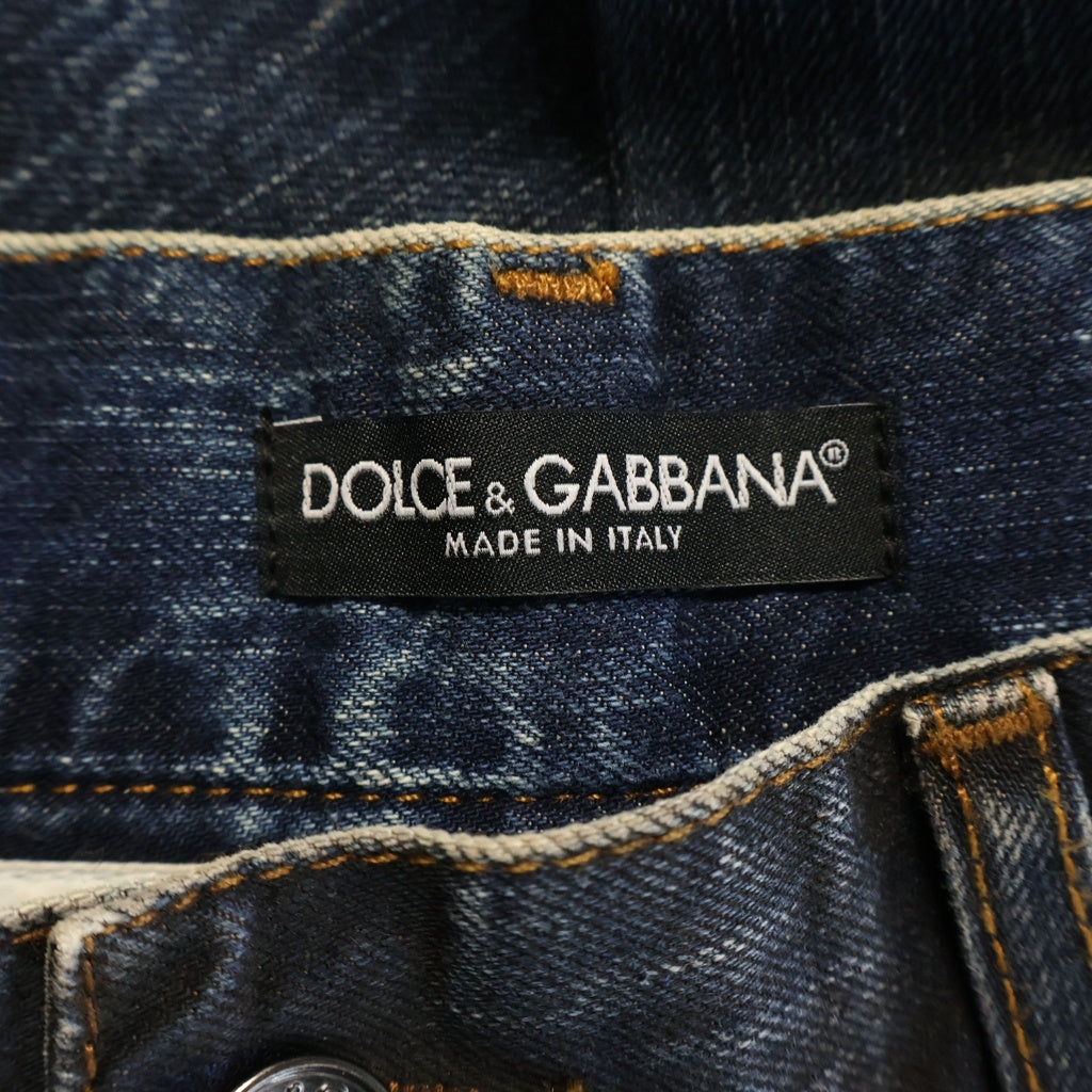 DOLCE & GABBANA(ドルチェアンドガッバーナ) 14CLASSIC スプレー/ヴィンテージ加工 ローライズ ストレートデニムパンツ インディゴ G46KTD G8E12