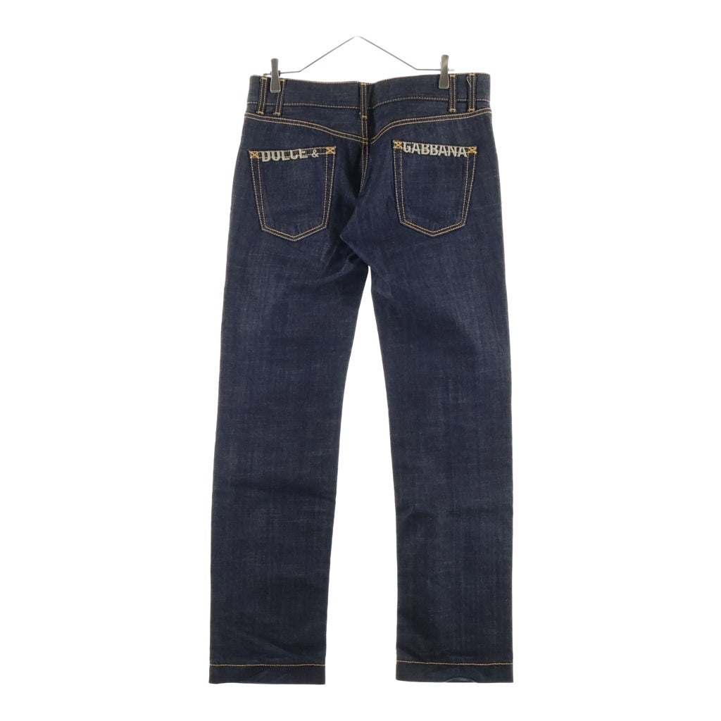 DOLCE & GABBANA(ドルチェアンドガッバーナ) 14CLASSIC ポケット刺繍ロゴ ローライズ ストレートデニムパンツ インディゴ G3S7TD G8380