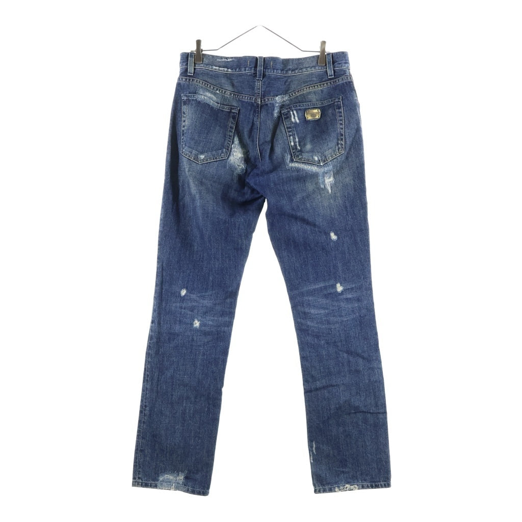 DOLCE & GABBANA(ドルチェアンドガッバーナ) 16CLASSIC スーパーデストロイド加工 ストレートデニムパンツ インディゴ G4A7CP G8O32