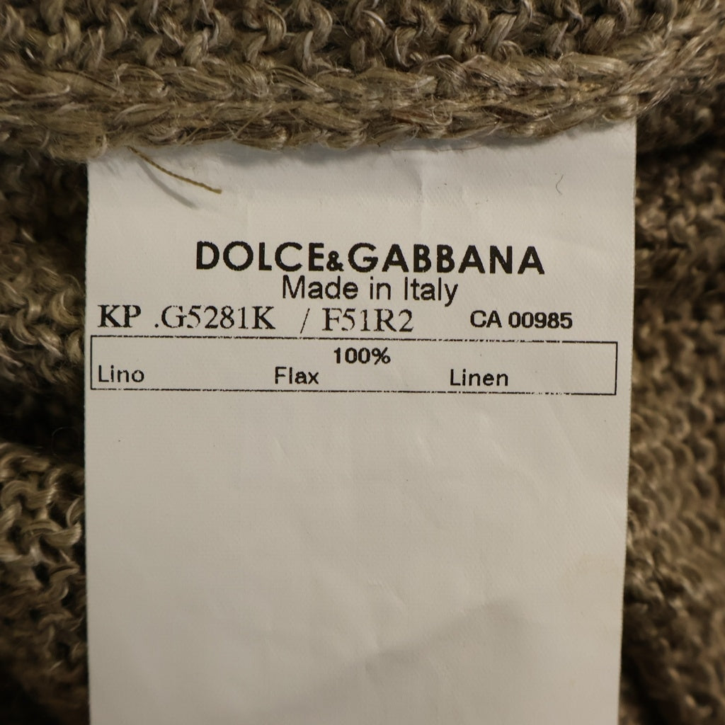 DOLCE & GABBANA(ドルチェアンドガッバーナ) サイドラインテープ Vネックケーブルニットセーター ニットウェア ベージュ G5281K F51R2