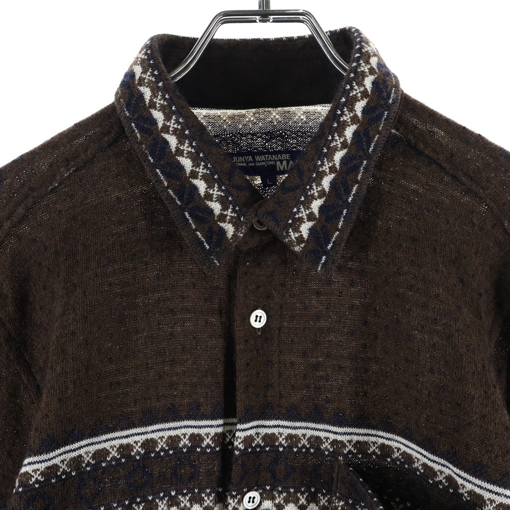 JUNYA WATANABE COMME des GARCONS(ジュンヤワタナベ コムデギャルソン) 04AW ノルディック柄 ニットカーディガン ブラウン WN-T032
