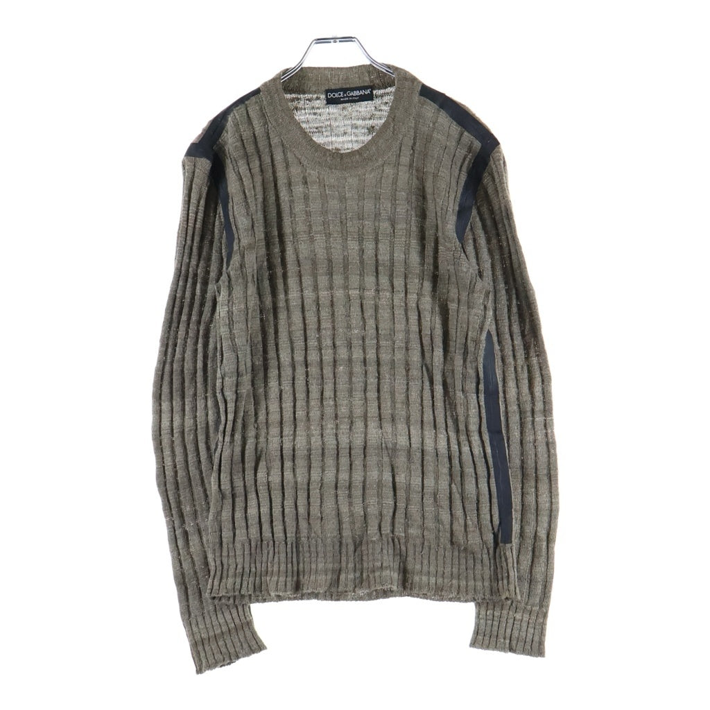 DOLCE & GABBANA(ドルチェアンドガッバーナ) テーピング シルククルーネックニット 薄手 ベージュ