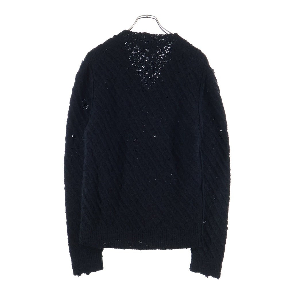 DOLCE & GABBANA(ドルチェアンドガッバーナ) ダメージ加工 ミドルゲージVネックニット ブラック GXC15T JAM6R