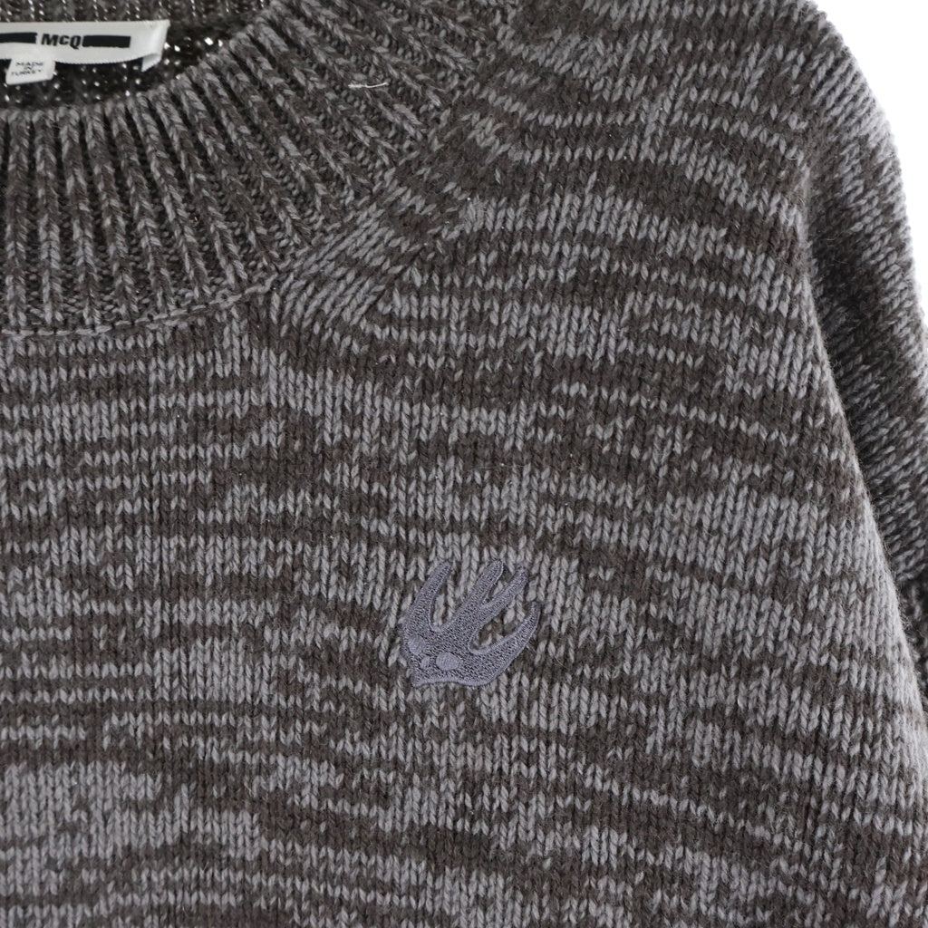 Alexander McQueen(アレキサンダーマックイーン) スワロー刺繍ロゴ クルーネックニット セーター 厚手 ブラウン