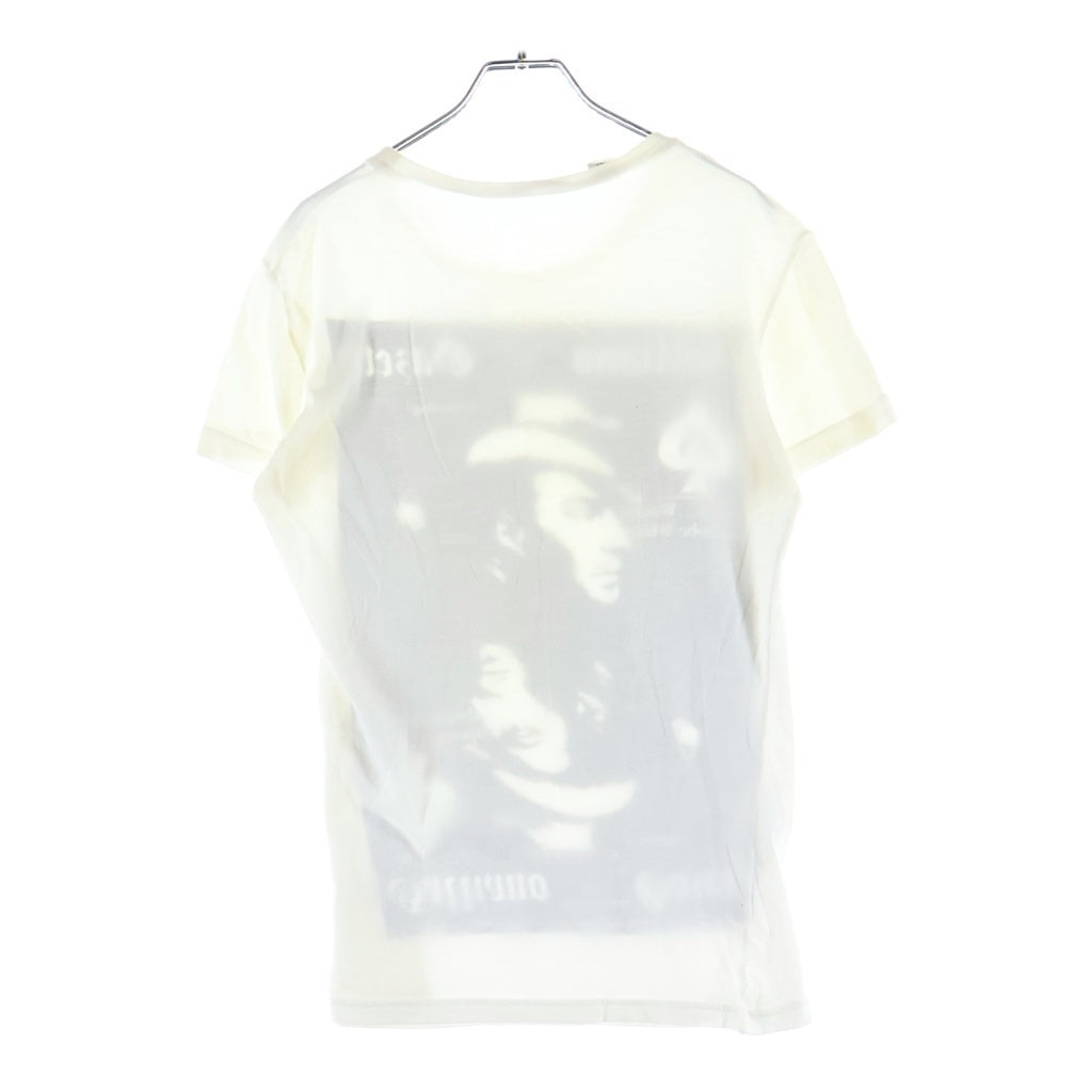 John Galliano(ジョン ガリアーノ) アーカイブ ニュースペーパー 本人ロゴプリント 半袖Tシャツ カットソー ホワイト AUT723S