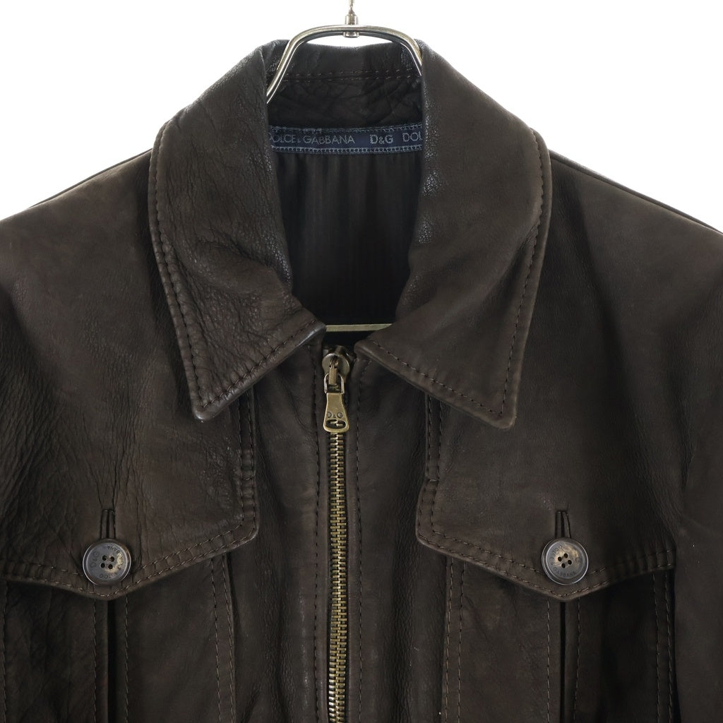 DOLCE & GABBANA(ドルチェアンドガッバーナ) バッファローレザー フライトジャケット ブラウン RB0052 SE052