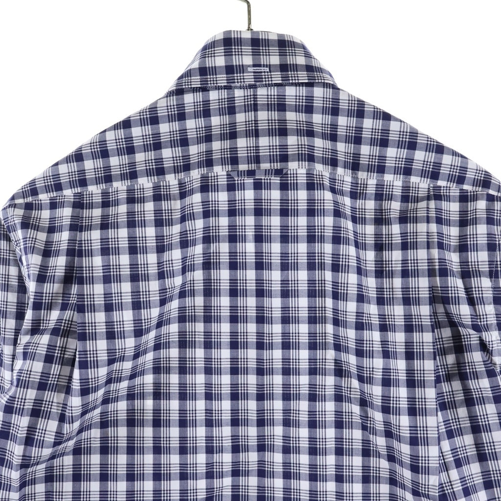 THOM BROWNE(トムブラウン) オクスフォード チャック柄 長袖シャツ ホワイト/ネイビー A0151A43060