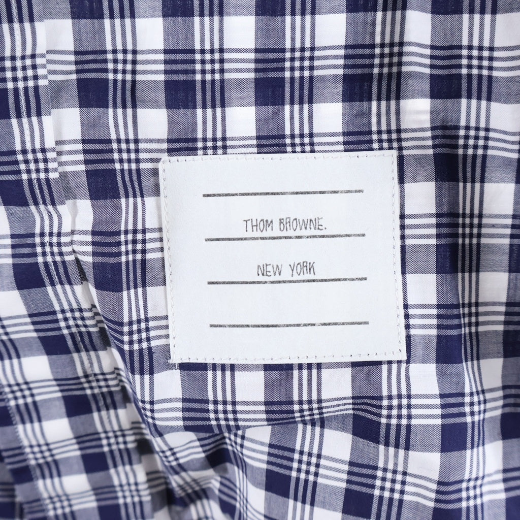 THOM BROWNE(トムブラウン) オクスフォード チャック柄 長袖シャツ ホワイト/ネイビー A0151A43060