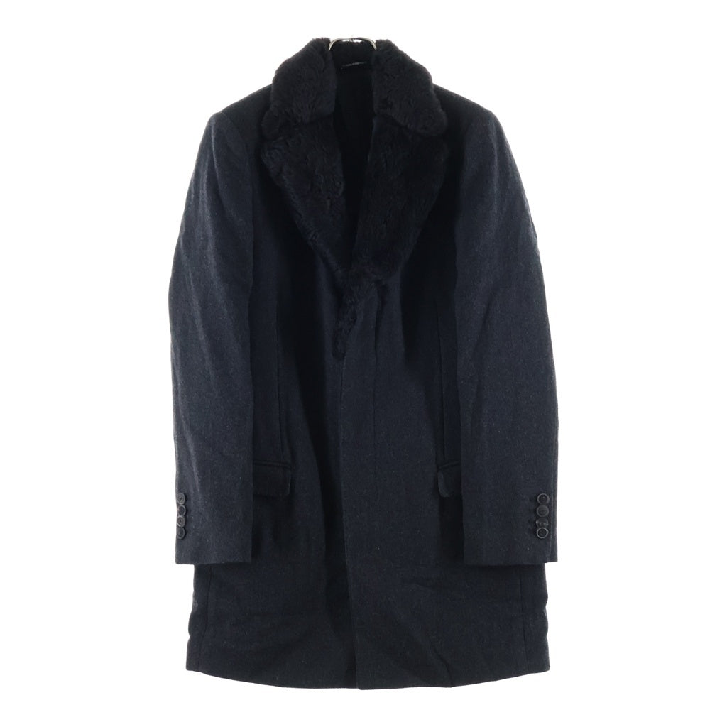 DOLCE & GABBANA(ドルチェアンドガッバーナ) 襟ラムファー ウールチェスターコート グレー G0403Z FMMBV