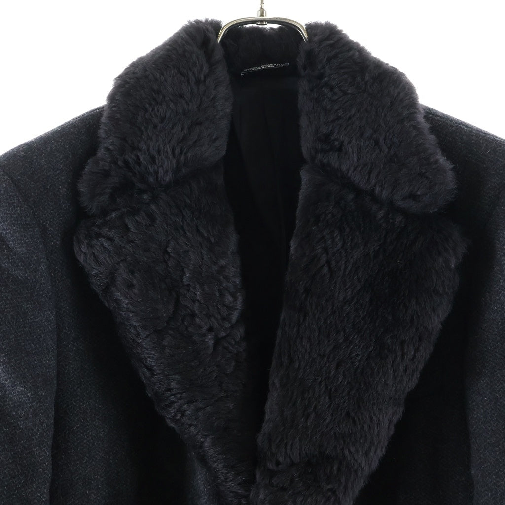 DOLCE & GABBANA(ドルチェアンドガッバーナ) 襟ラムファー ウールチェスターコート グレー G0403Z FMMBV