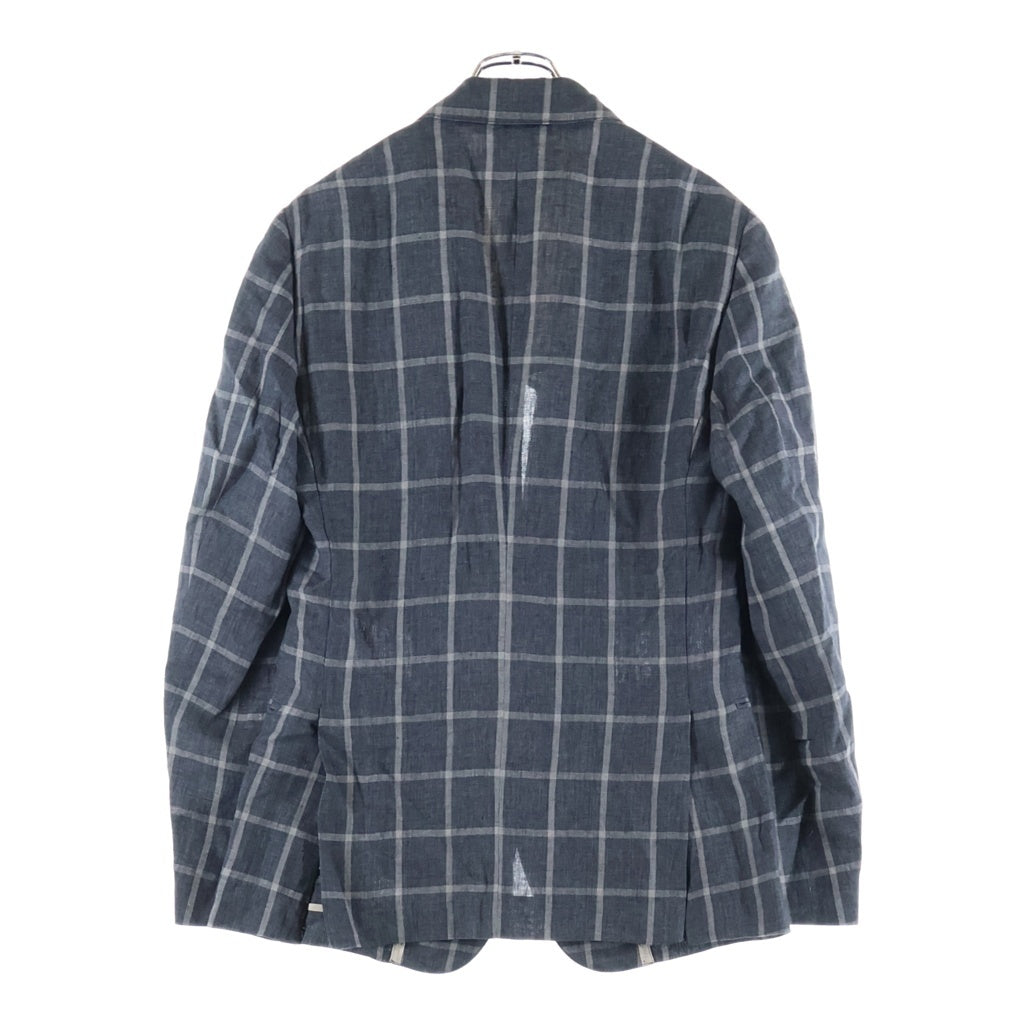 DOLCE & GABBANA(ドルチェアンドガッバーナ) チェック柄 シングルテーラードジャケット リネン グレー G2BJ0T FQ4AJ