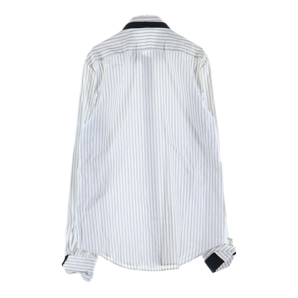 BALENCIAGA(バレンシアガ) 襟ツートン ストライプ柄 カジュアル 長袖シャツ ホワイト 215295 TQ104