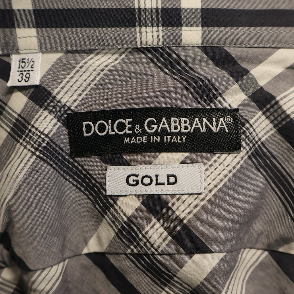 DOLCE & GABBANA(ドルチェアンドガッバーナ) GOLD チェック柄 七分丈 パジャマシャツ ネイビー/ホワイト G55633T FQ5B7