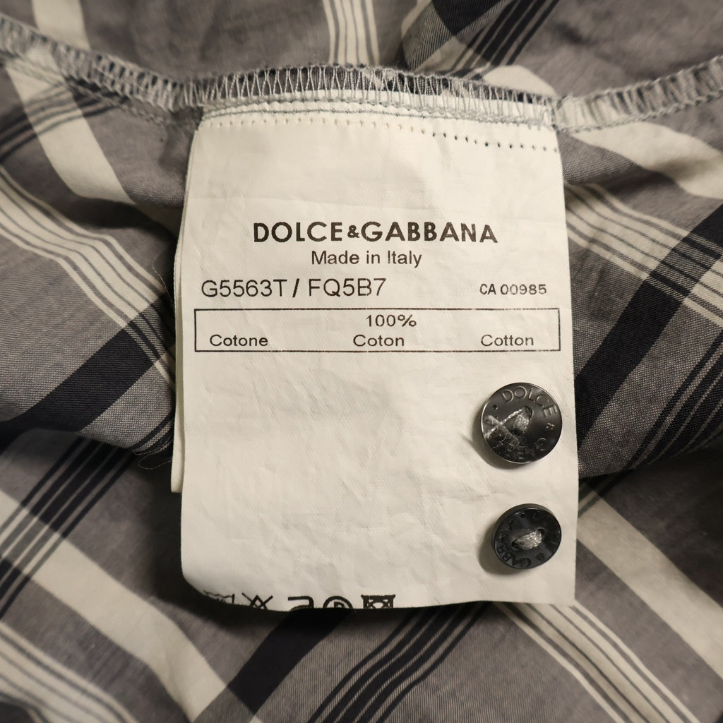 DOLCE & GABBANA(ドルチェアンドガッバーナ) GOLD チェック柄 七分丈 パジャマシャツ ネイビー/ホワイト G55633T FQ5B7