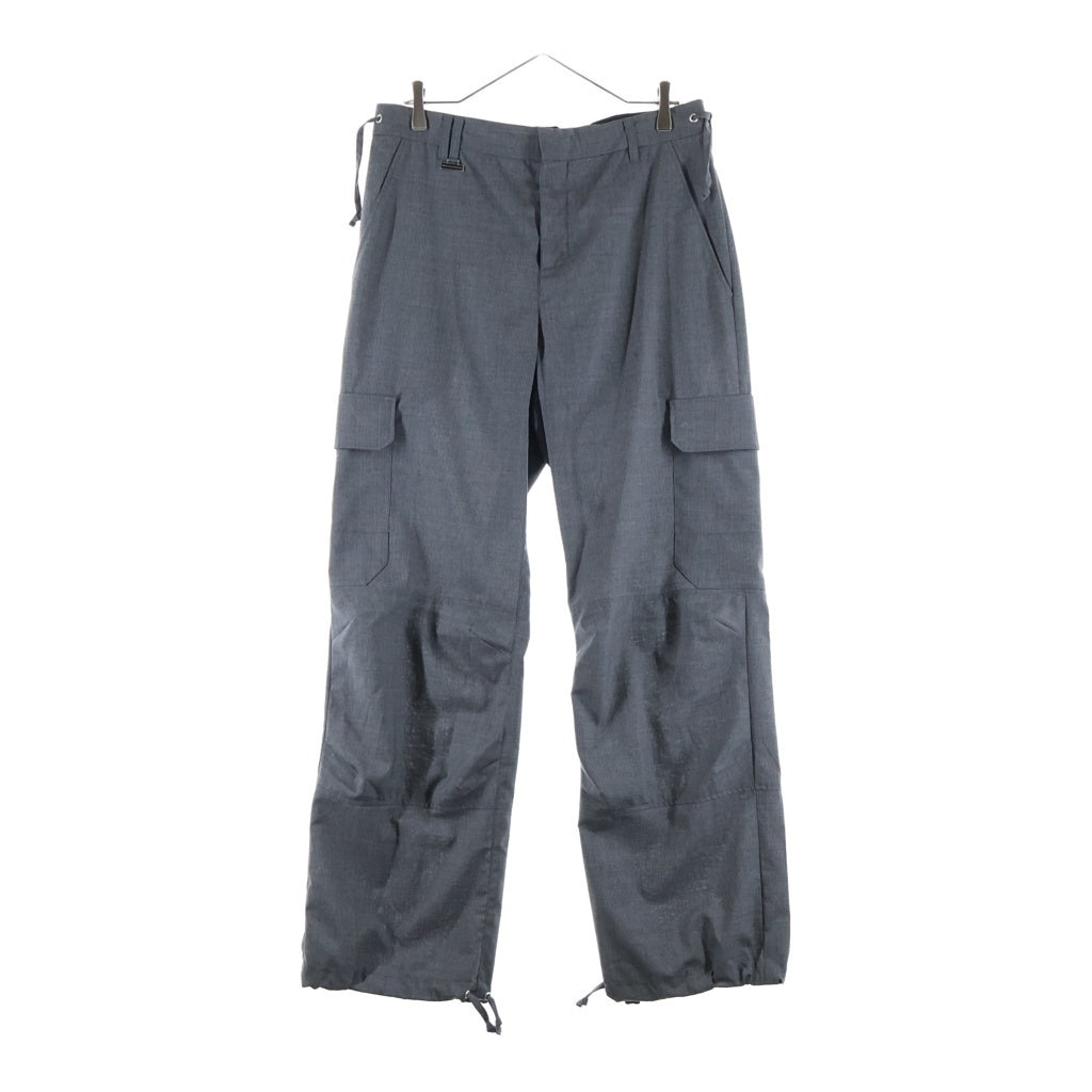 KRIS VAN ASSCHE(クリス ヴァン アッシュ) 裾ドローコード付き ピンストライプ柄 ウール カーゴスラックス トラウザー グレー