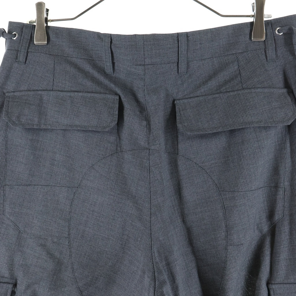 KRIS VAN ASSCHE(クリス ヴァン アッシュ) 裾ドローコード付き ピンストライプ柄 ウール カーゴスラックス トラウザー グレー