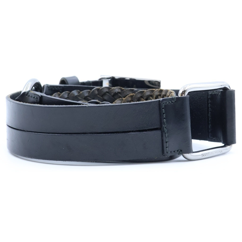 DOLCE & GABBANA(ドルチェアンドガッバーナ) スクエアバックル メッシュ混合ベルト ブラック/シルバー