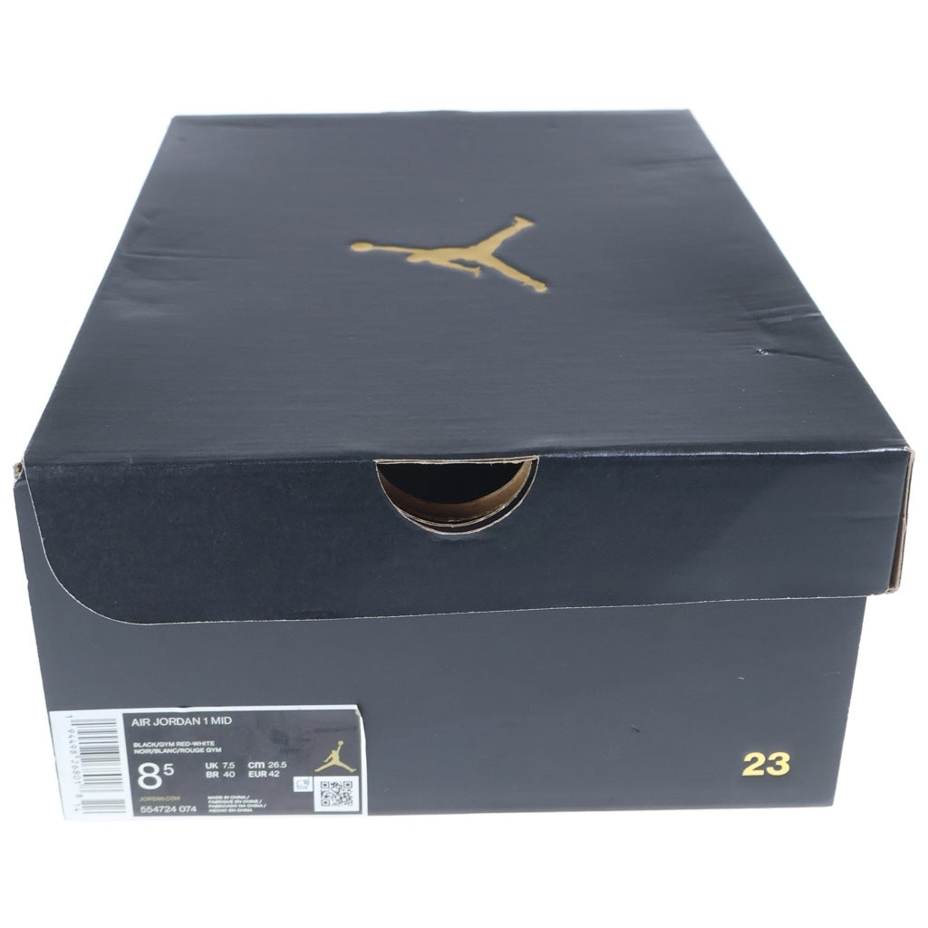 NIKE(ナイキ) AIR JORDAN 1 MID BRED 554724-074 エアジョーダン1 ブレッド ハイカットスニーカー レッド/ブラック US8.5/26.5cm