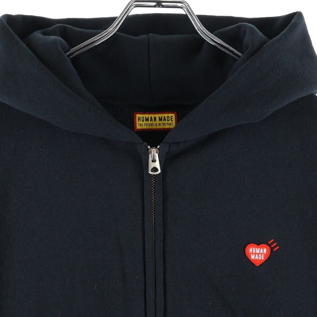 HUMAN MADE(ヒューマンメイド) 26SS Classic ZIP UP HOODIE バックプリントロゴ クラシック ジップアップフーディー スウェットパーカー ブラック HM32CS022