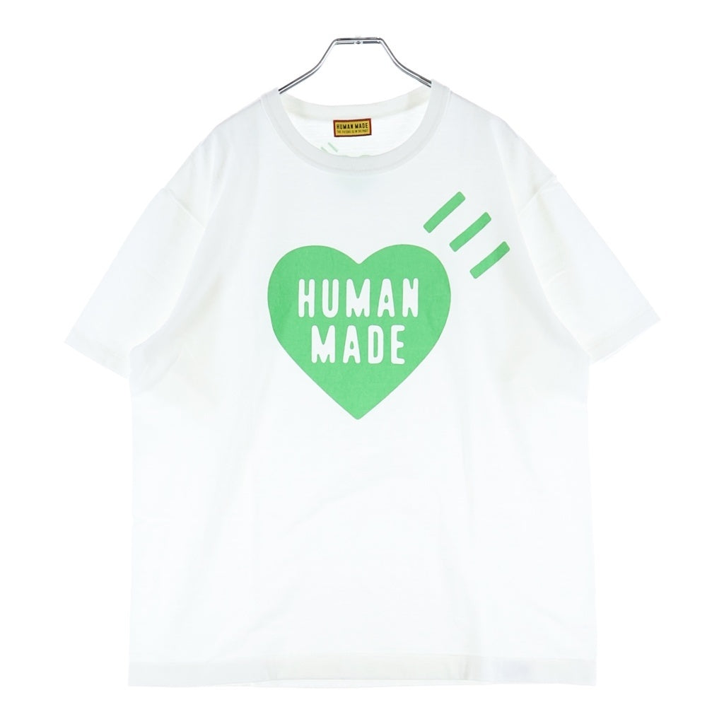 HUMAN MADE(ヒューマンメイド) HEART T-Shirt 京都限定 ハートロゴプリント 半袖Tシャツ カットソー ホワイト/グリーン