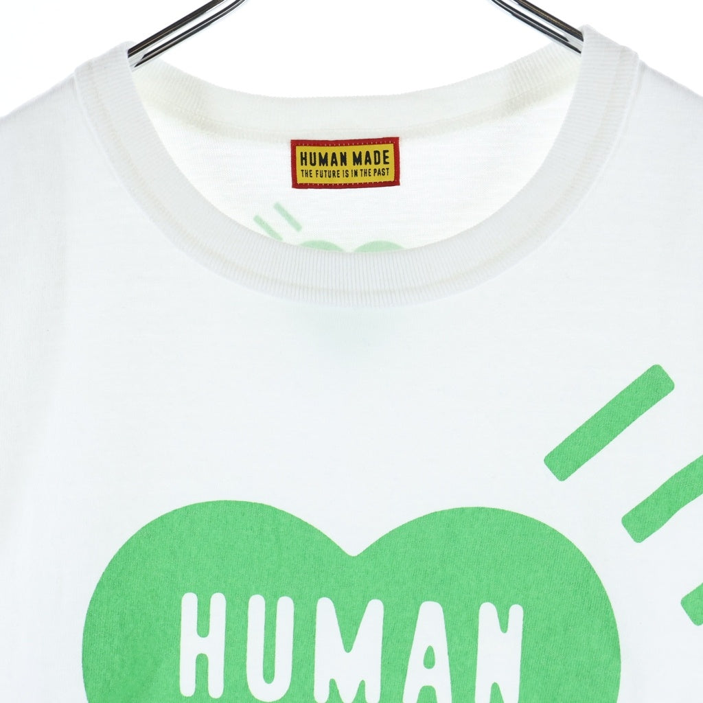 HUMAN MADE(ヒューマンメイド) HEART T-Shirt 京都限定 ハートロゴプリント 半袖Tシャツ カットソー ホワイト/グリーン