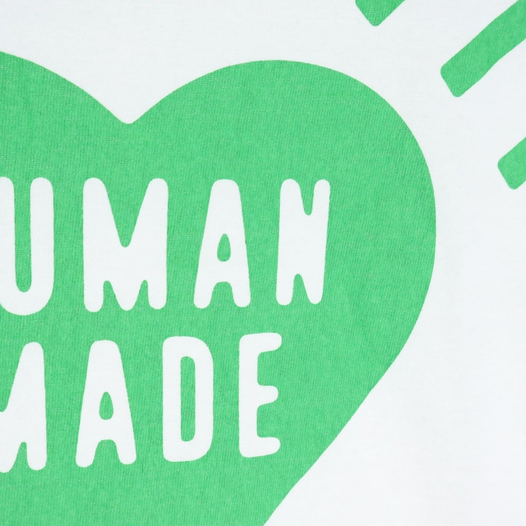 HUMAN MADE(ヒューマンメイド) HEART T-Shirt 京都限定 ハートロゴプリント 半袖Tシャツ カットソー ホワイト/グリーン