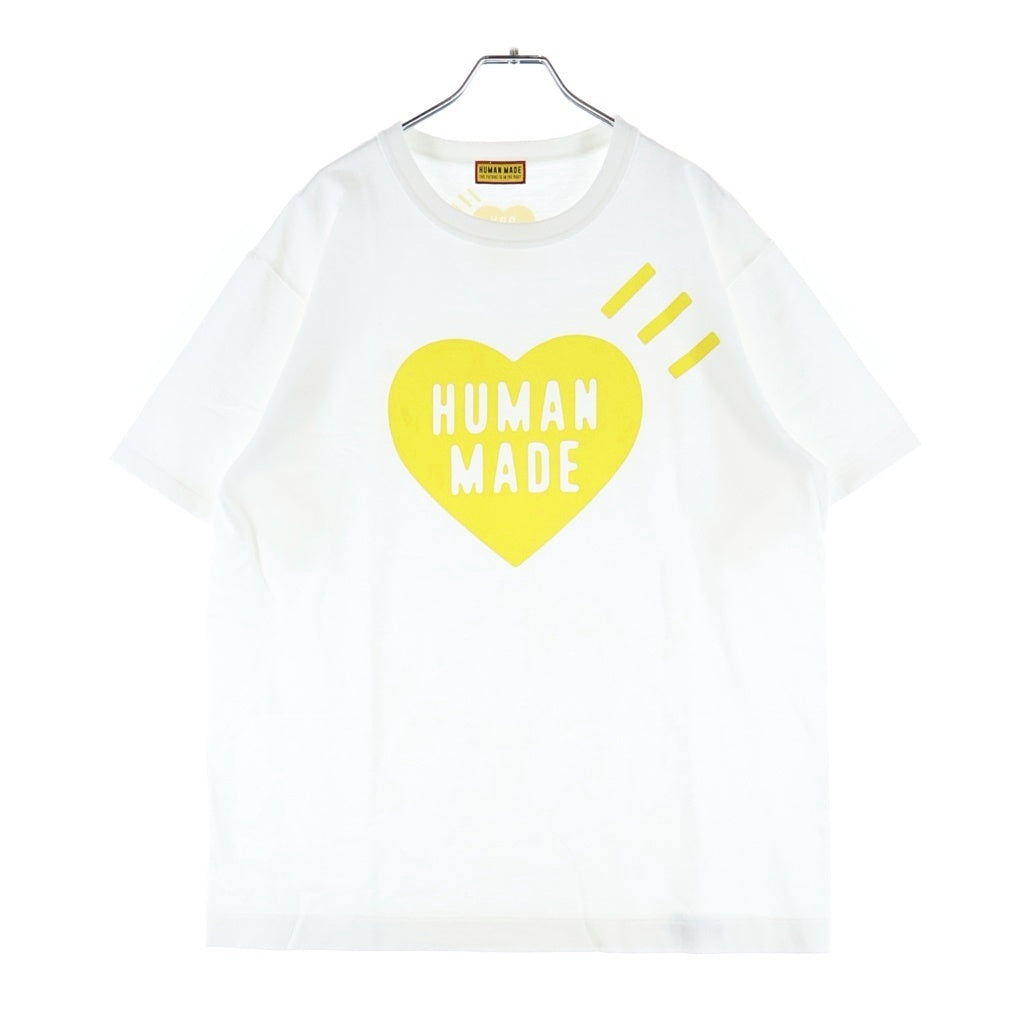 HUMAN MADE(ヒューマンメイド) HEART T-Shirt 大阪限定 ハートロゴプリント 半袖Tシャツ カットソー ホワイト/イエロー