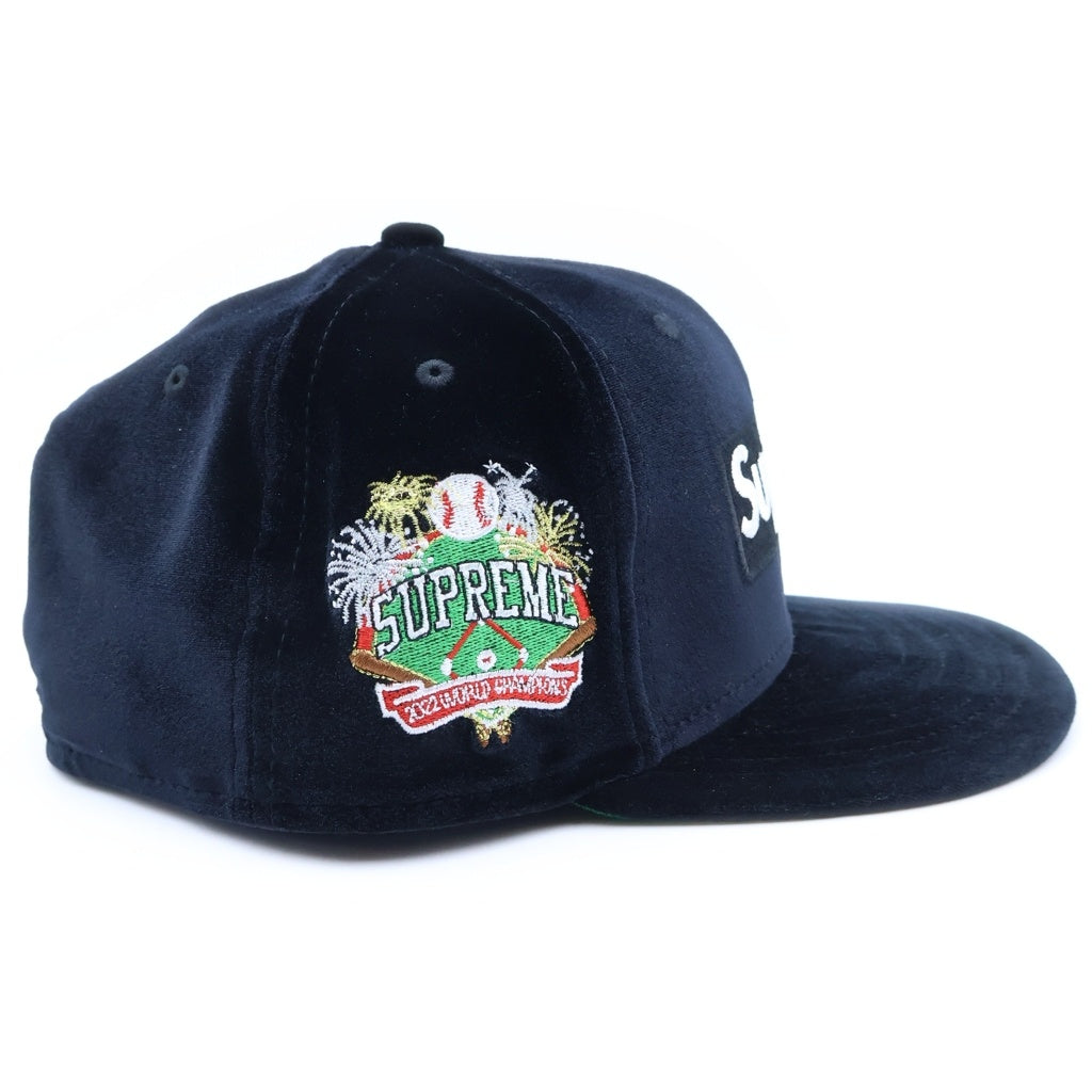 SUPREME(シュプリーム) 22AW ×NEW ERA Velour Box Logo Cap ニューエラ ベロア ボックスロゴ ベースボール キャップ 帽子 ブラック
