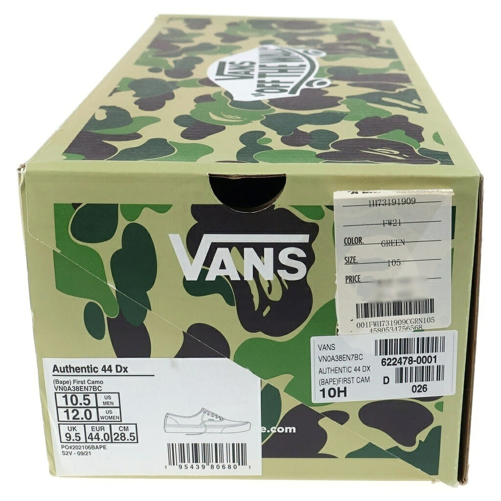 VANS(ヴァンズ) ×アベイシングエイプ オーセンティック44 ファーストカモ キャンバス ローカットスニーカー VN0A38EN7BC