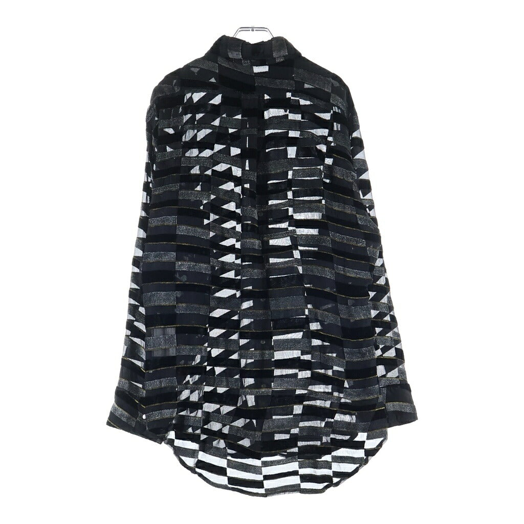 ERL(イーアールエル) Woven Blanket Coat デザイン シースルー長袖シャツ ブラック ERL04-B007