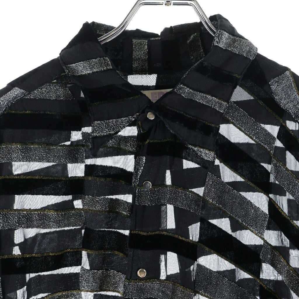 ERL(イーアールエル) Woven Blanket Coat デザイン シースルー長袖シャツ ブラック ERL04-B007