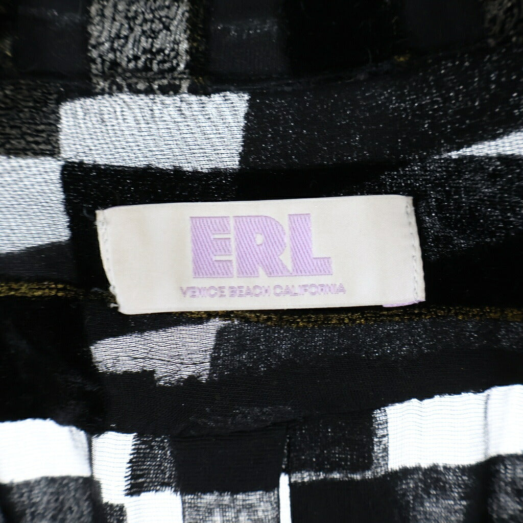 ERL(イーアールエル) Woven Blanket Coat デザイン シースルー長袖シャツ ブラック ERL04-B007