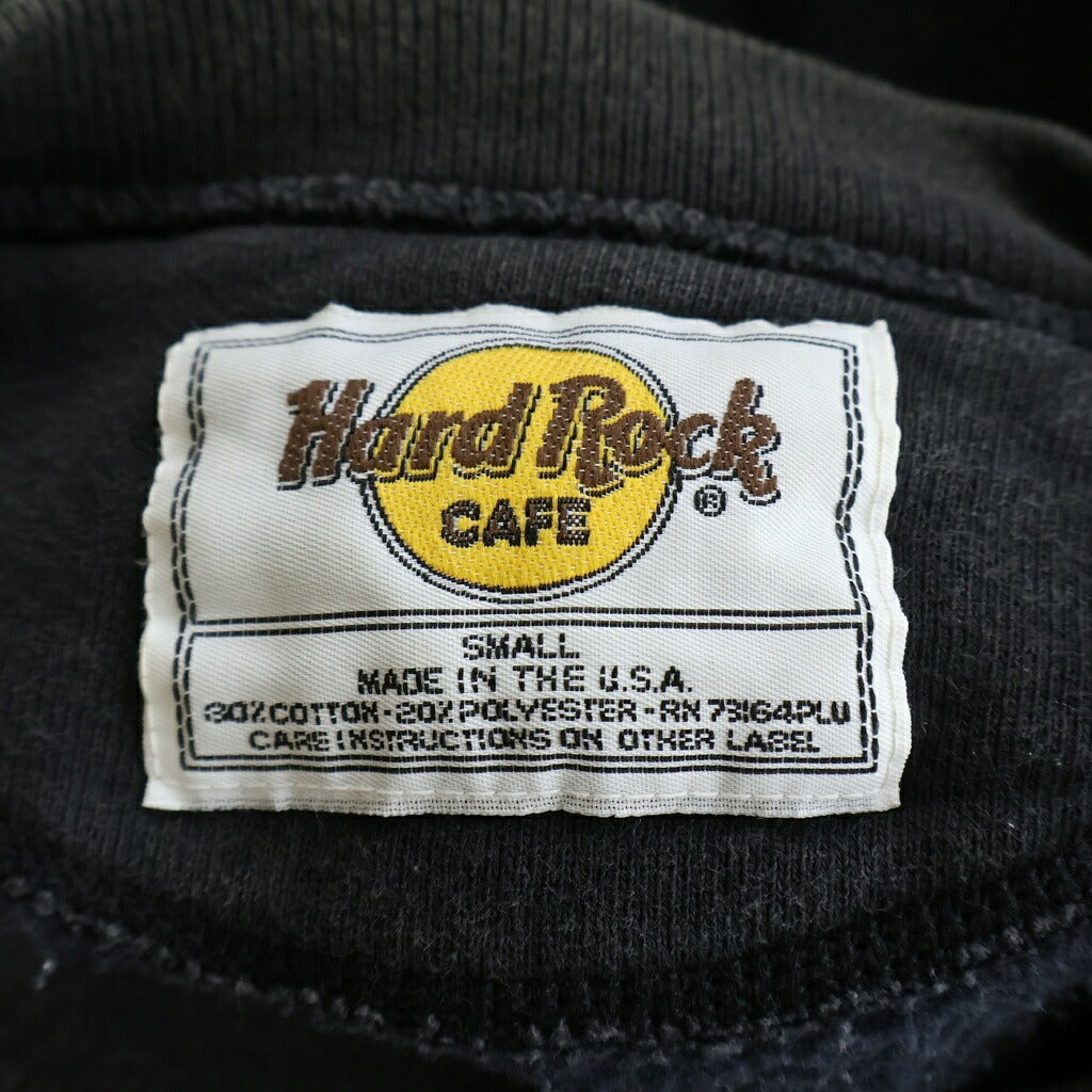 NO BRAND(ノーブランド) 【Hard Rock Cafe(ハードロックカフェ)】ロゴ刺繍 スウェットクルーネックシャツ トレーナー ブラック