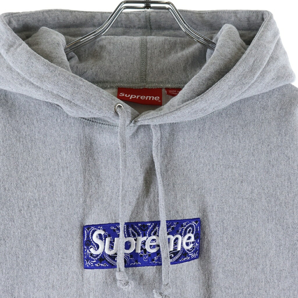 SUPREME(シュプリーム) 19AW Bandana Box Logo Hooded Sweatshirt バンダナ ボックスロゴ プルオーバースウェットパーカー フーディー グレー