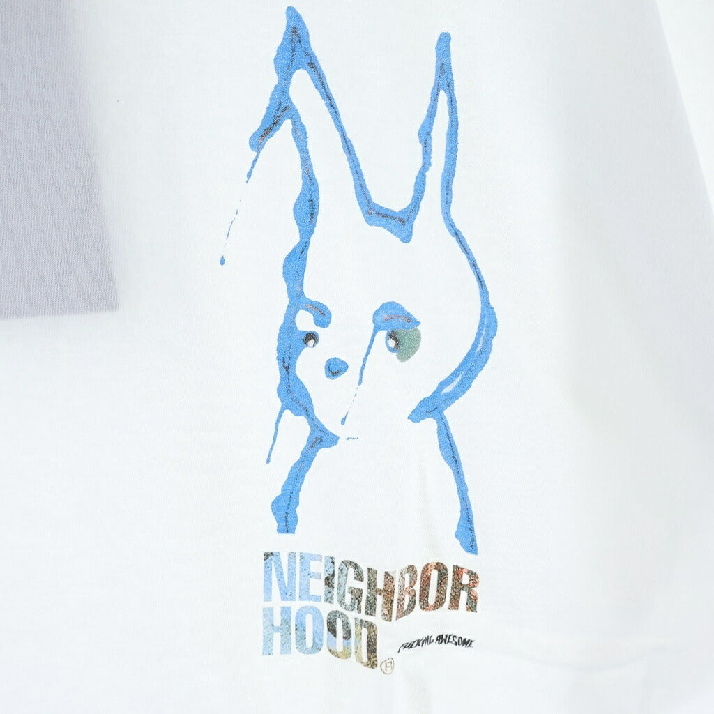 NEIGHBORHOOD(ネイバーフッド) ×FUCKING AWESOME Tee SS ファッキングオーサム プリントロゴ 半袖Tシャツ カットソー ホワイト 251PCFGN-ST01S